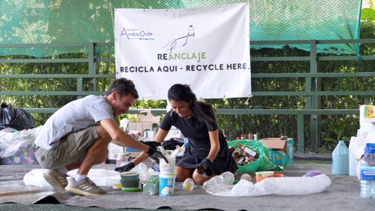 Volunteers sorting recycling