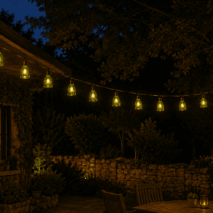 Patio Lights from upcycled glass.